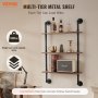 VEVOR Industrial Pipe Shelf 3 Tier 24x7.87in Wall-Mount for Kitchen Bedroom