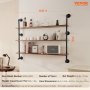 VEVOR Industrial Pipe Shelf 3 Tier 48x9.84in Wall-Mount for Kitchen Bedroom