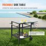 VEVOR Serving Trolley Kitchen Trolley 97.2 x 64 x 75.5 cm Outdoor Grill Dining Trolley with Double Shelf, Movable Grill Table for Food Preparation, Multifunctional Iron Table Top Black
