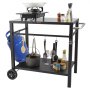 VEVOR Serveerwagen Keukentrolley 100 x 64 x 83,5 cm Buitengrill Eetwagen met Dubbele Plank, Verplaatsbare Grilltafel voor Voedselbereiding, Multifunctioneel Tafelblad van IJzer, Zwart