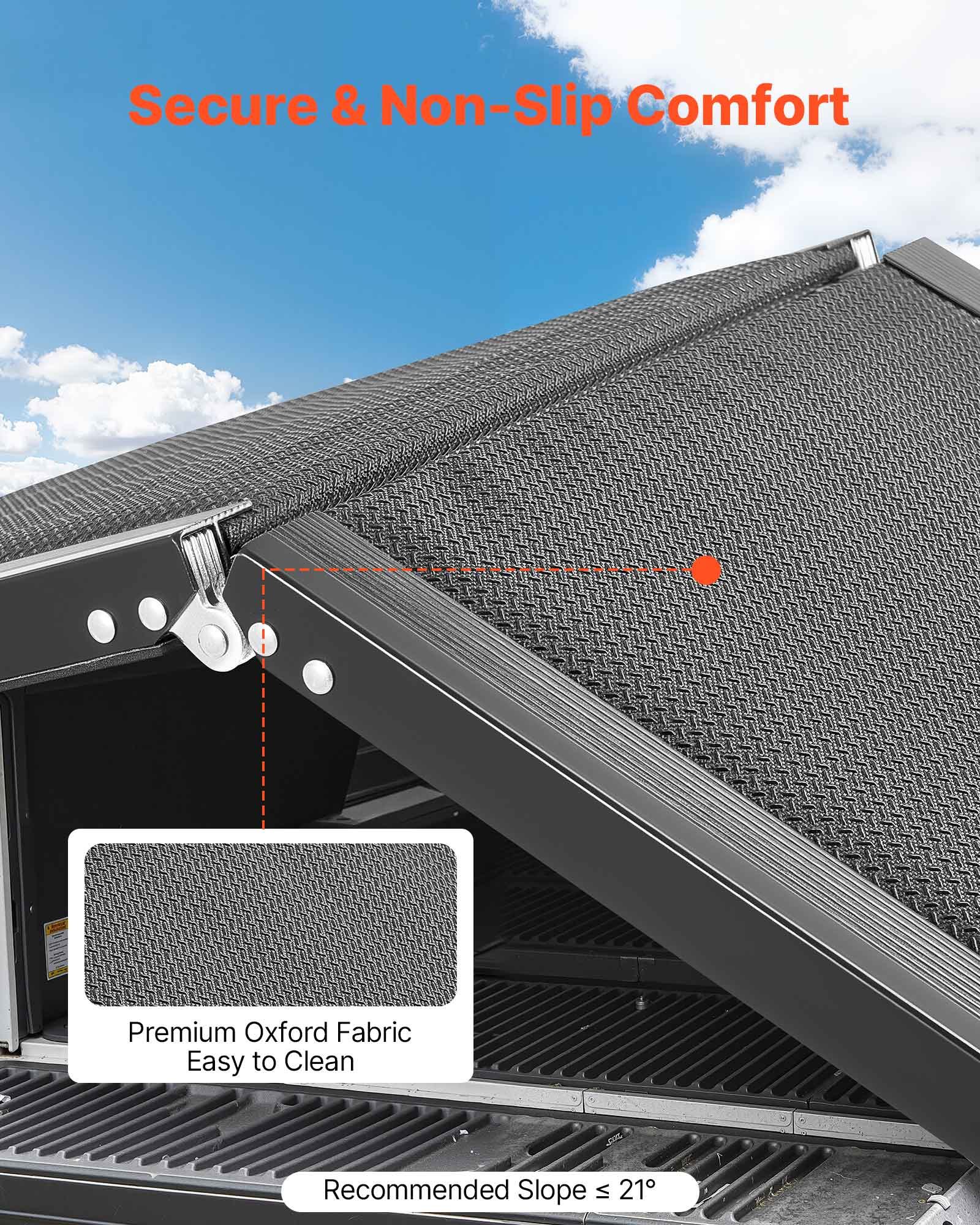 VEVOR Hondenhelling, 180 x 43,2 cm, Opvouwbare hondenhelling voor in de auto voor middelgrote en grote honden tot 113 kg, Instaphulp met antislip Oxford-stofoppervlak, Draagbare hondentrap voor SUV's en vrachtwagens