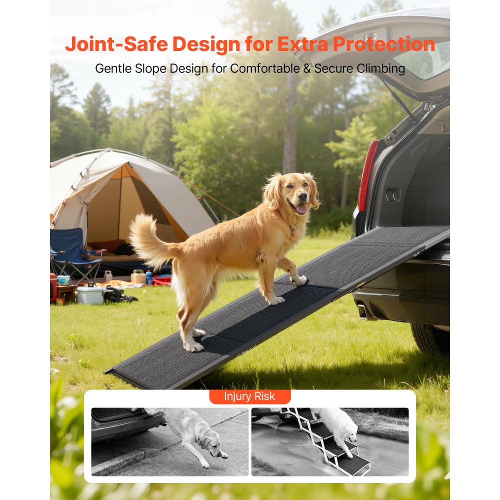 VEVOR Hondenhelling, 180 x 50,8 cm, Opvouwbare hondenhellingen voor in de auto voor middelgrote en grote honden tot 113 kg, Hondentrap met antislip Oxford-stofoppervlak, Draagbare instaphulp voor SUV's en vrachtwagens
