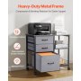 VEVOR Metal File Cabinet, Mobile Filing Cabinet with 3 Fabric Drawers and 2 Open Shelves, Wooden Vertical Filing Storage Cabinets with Wheels for Letter, A4, Legal Size File, Easy Assembly, Brown
