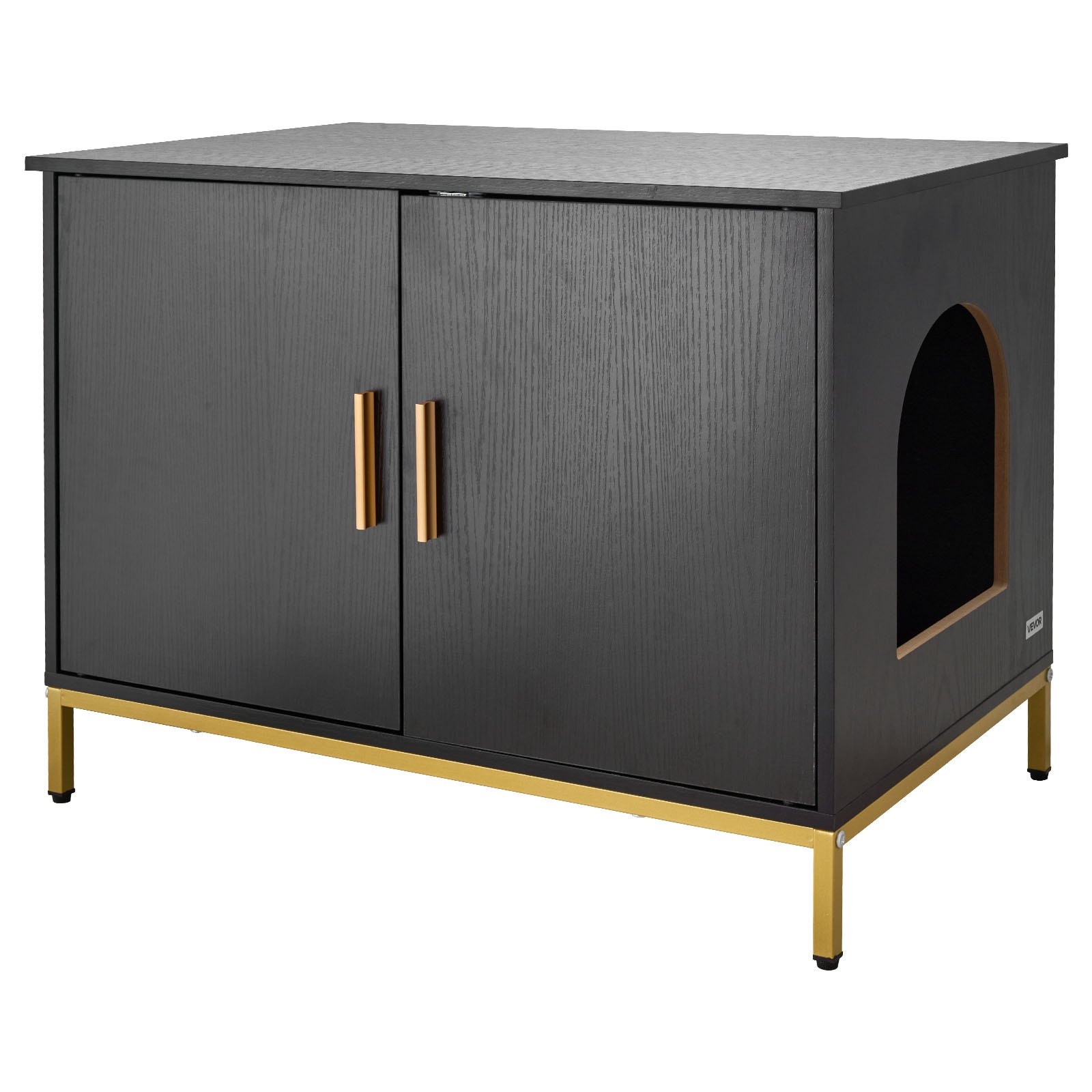 VEVOR Kattenkast, 700x450x545 mm, Kattenbak met metalen poten en handvat, Kattenbakkast, Kattenhuis geschikt voor de meeste kattenbakken, voor slaapkamer en woonkamer, Zwart