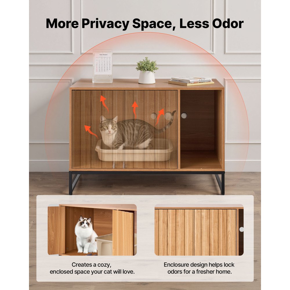 VEVOR Kattenkast, 800x510x568 mm, Kattenbak met krabpaal en opbergruimte, Kattenbakkast, Kattenhuis, Past op de meeste kattenbakken, voor slaapkamer en woonkamer