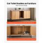 VEVOR Cat Litter Box Enclosure Furniture, 120 cm Hidden Litter Box Cabinet with Scratch Pad & Storage, Waterproof Cat Washroom End Table Cat House, Fit Most of Litterbox, for Bedroom Living Room