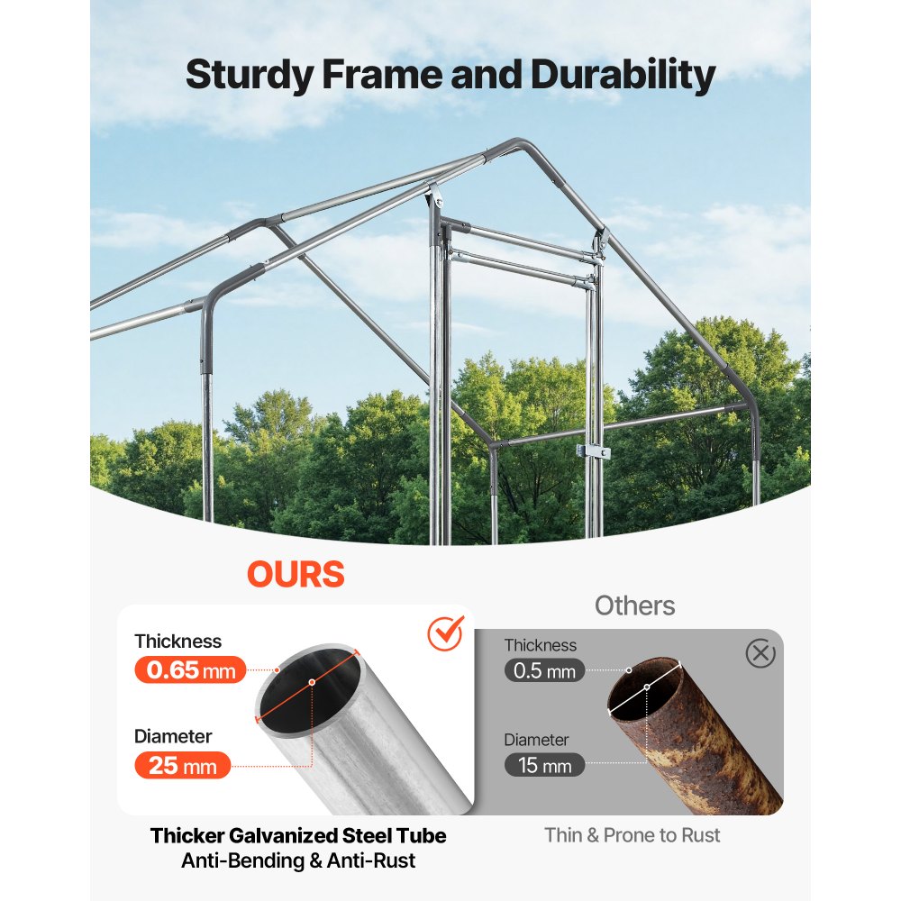 VEVOR Kippenhok, 2 x 1 x 2 m, inloopren voor kippen met waterdichte afdekking en stevig frame, pluimveekooi met schuin dak, pluimveehok voor konijnen, kippen en ganzen