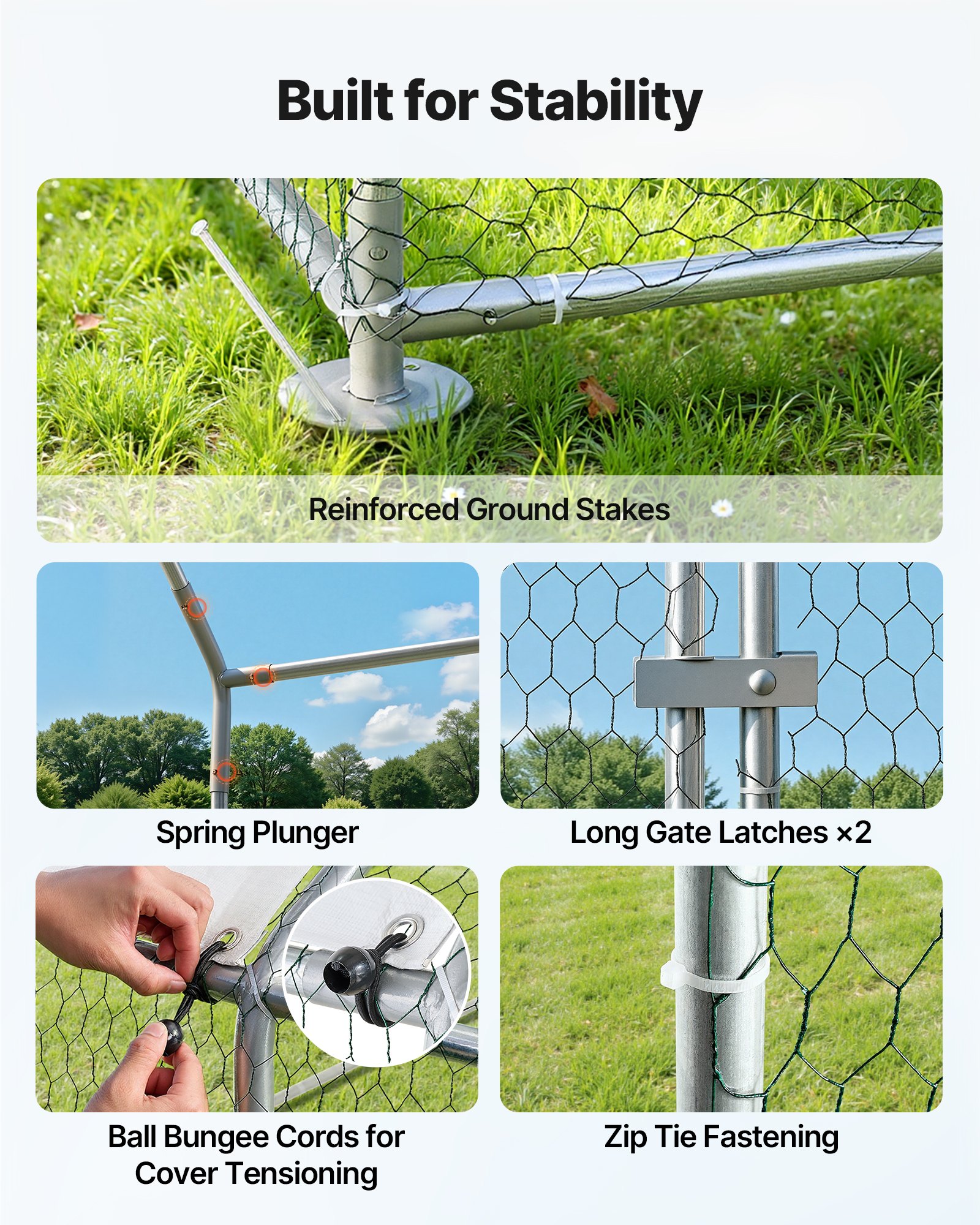 VEVOR Kippenhok, 2 x 1 x 2 m, inloopren voor kippen met waterdichte afdekking en stevig frame, pluimveekooi met schuin dak, pluimveehok voor konijnen, kippen en ganzen