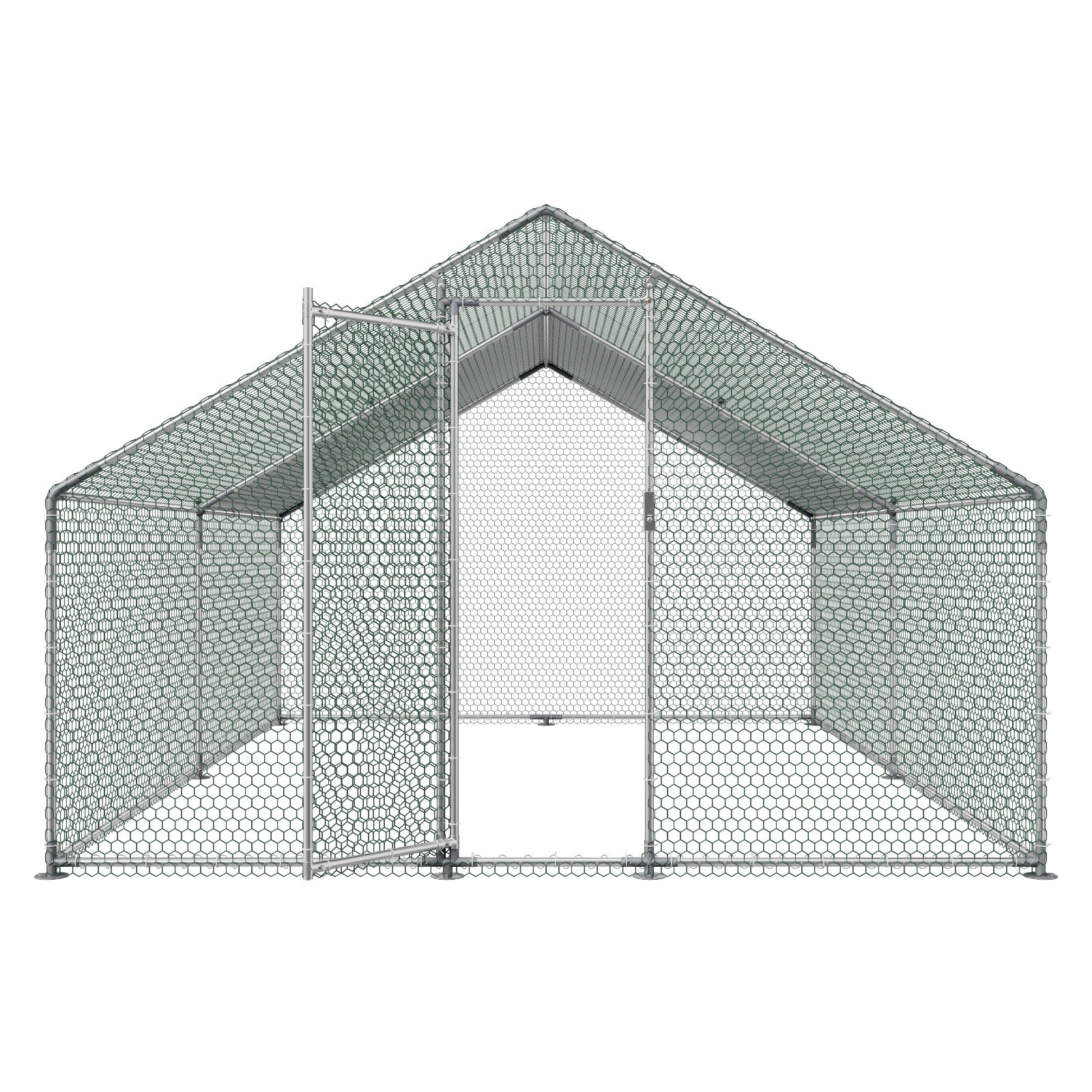 VEVOR Metal Chicken Coop, 9.8x13.1x6.5 ft Large Walk-in Chicken Runs with Cover, Spire Roof Hen House Enclosure with Security Lock, Outdoor Duck Rabbit Cage Poultry Pen for Backyard, Farm, Yard