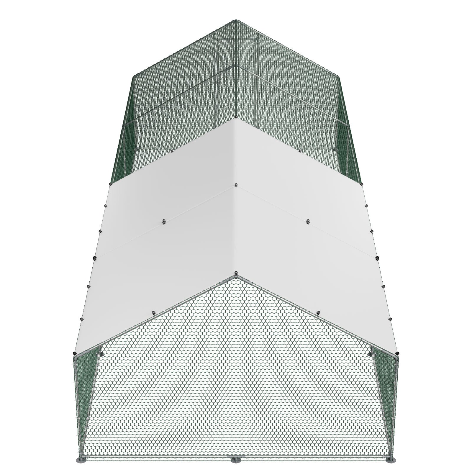 VEVOR metalen kippenhok, 3x8x2 m, inloopren met overkapping, kippenren met torendak en veiligheidsslot, eenden- en konijnenhok, pluimveeverblijf voor achtertuin, boerderij, erf