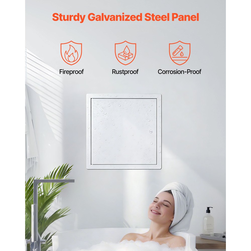 VEVOR inspectieluik voor gipsplaatconstructies, 337 x 337 mm, gegalvaniseerde stalen inspectiedeur met sleufslot, onderhoudsluik voor plafondmontage (sanitair & elektra), installatieafmetingen 315 x 315 mm.