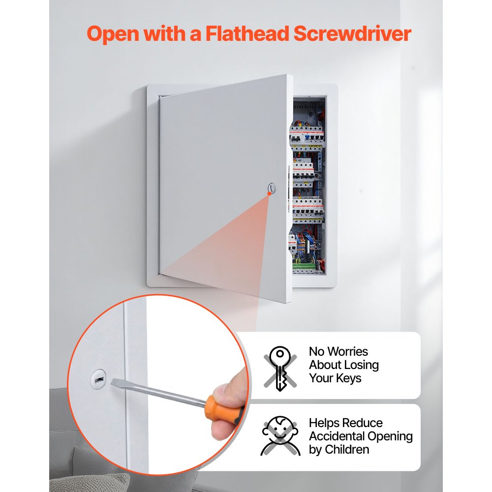 VEVOR inspectieluik voor gipsplaatconstructies, 489x489 mm, gegalvaniseerde stalen inspectiedeur met sleufslot, onderhoudsluik voor plafondmontage (sanitair & elektra), installatieafmetingen 467,5x467,5 mm, inspectieluik