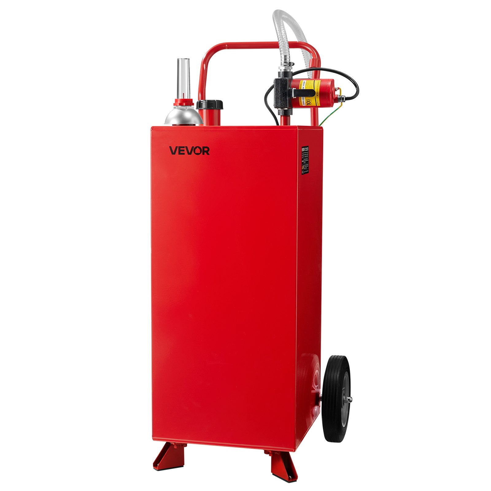 VEVOR 114L brandstoftrolley, max. debiet 32 ​​l/min, dieseltank met elektrische pomp, benzinetank met 2 wielen en 3 m slang, benzinetank voor ATV, auto, grasmaaier, boot, motorfiets, rood
