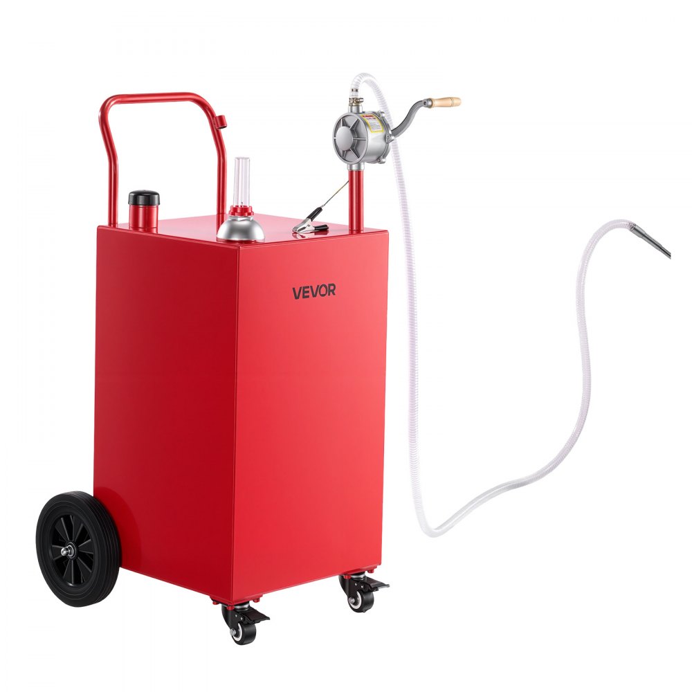 VEVOR 151,4L Brandstoftrolley Mobiel Tanksysteem met Handpomp, Rood, Draagbare Brandstoftank voor Auto, Boot, ATV, Motorfiets, met 4 Wielen & Oliepeilindicator, Voor Benzine & Diesel, Koolstofstaal