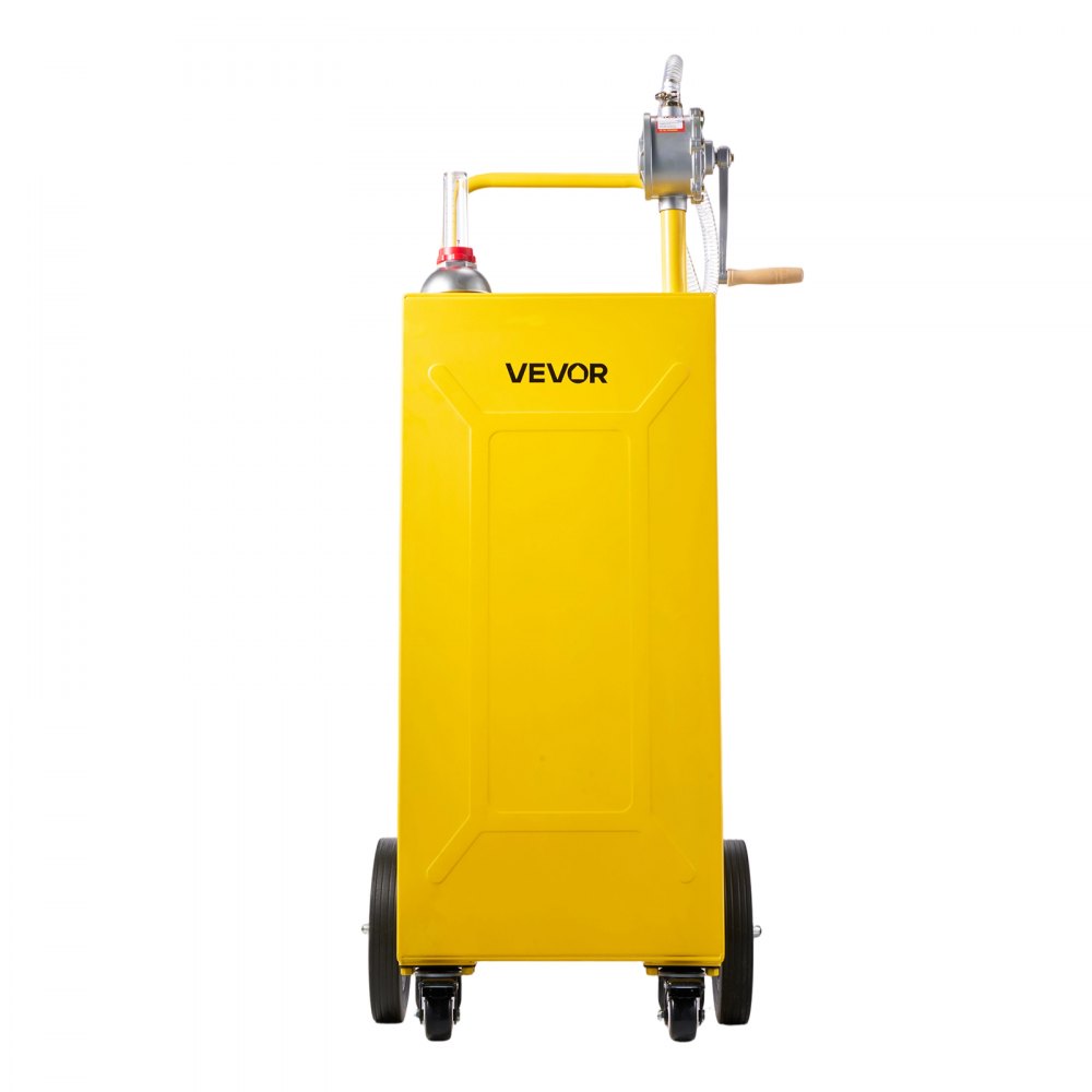 VEVOR 132,5L Brandstoftrolley Mobiel Tanksysteem met Handpomp, Geel, Draagbare Brandstoftank voor Auto's, Grasmaaiers, Boten, Met 4 Wielen & Oliepeilindicator, Voor Benzine & Diesel, Koolstofstaal