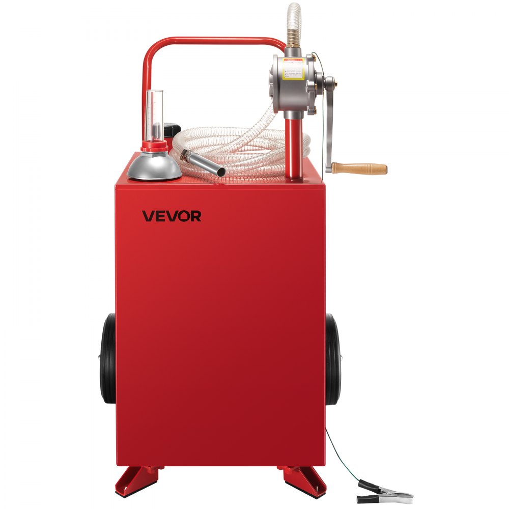 VEVOR 20 Gallon Fuel Caddy, Gasoline & Diesel Fuel Tank with Manual Transfer Pump, Portable Fuel Storage Tank with 2 Wheels & 10 ft Hose, Gas Caddy for Cars, Lawn Mowers, ATVs, Boats, More, Red