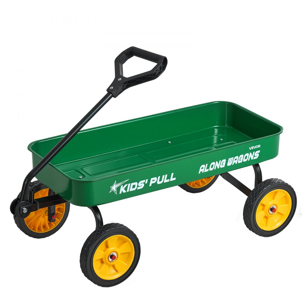 VEVOR Pull-Along Wagon for Kids, 101 cm Toddler Wagons, Supports up to 80kg, All-Terrain Wagons with Handle, Utility Wagon Cart Birthday Present for Kids Gardening Beach Camping, Green