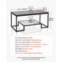 VEVOR Coffee Table, Modern Tempered Glass Coffee Table with Lighting, 2 Tiers Rectangle Glass Center Desk with Open Storage, Minimalist Metal Accent End Desk for Living Room, Office, Easy Assembly