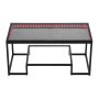VEVOR Salontafel/Bijzettafel van gehard glas met verlichting, rechthoekige glazen tafel met twee niveaus en open opbergruimte, metalen salontafel voor woonkamer en kantoor 100 x 51 x 48 cm Zwart