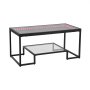 VEVOR Salontafel/Bijzettafel van gehard glas met verlichting, rechthoekige glazen tafel met twee niveaus en open opbergruimte, metalen salontafel voor woonkamer en kantoor 100 x 51 x 48 cm Zwart