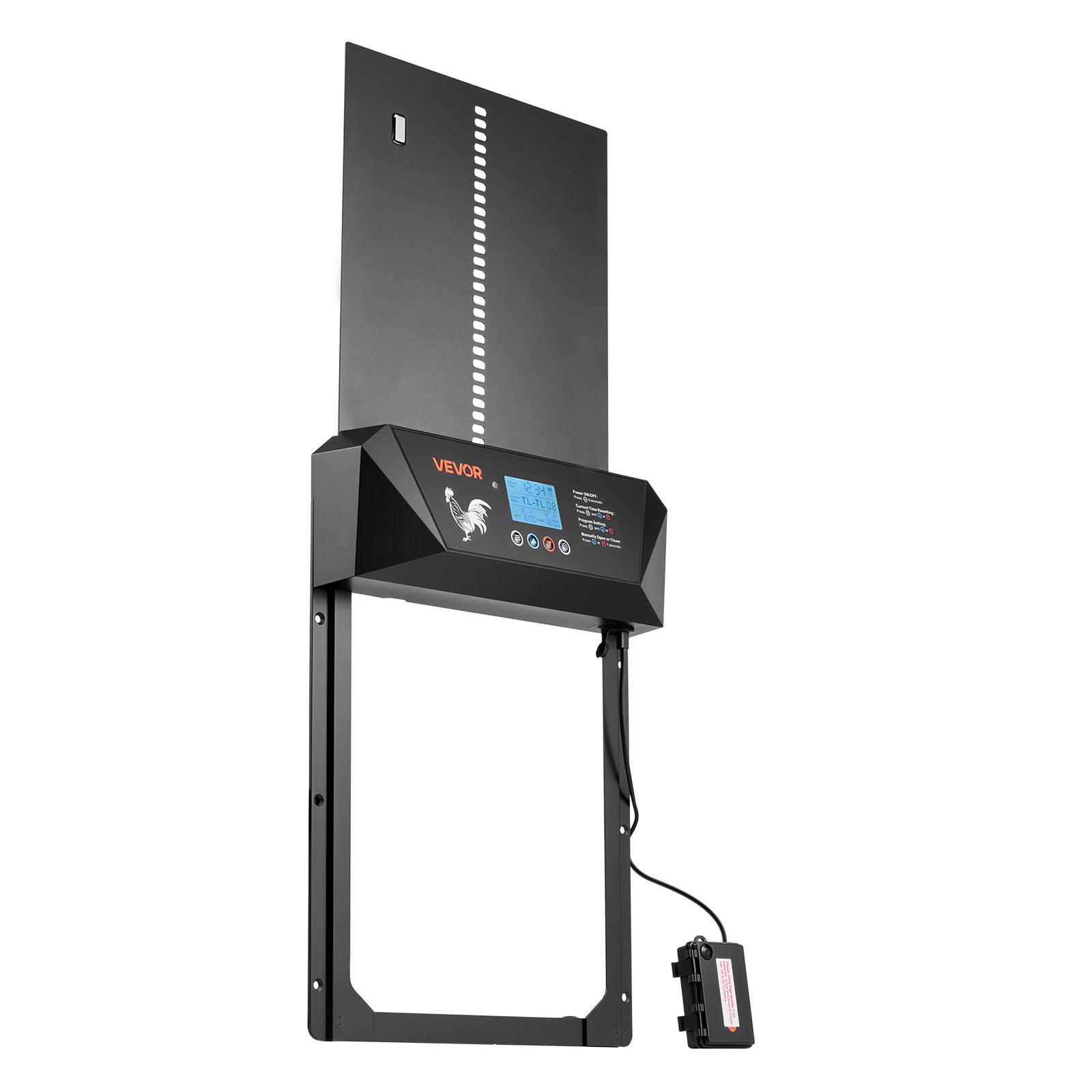 VEVOR Automatische kippenhokdeur met lcd-display, lichtsensor, timer, handmatige instelling, anti-beknellingsbeveiliging, kippenhokdeur, poortopener voor kippenrennen op boerderijen, 405x305x68 mm