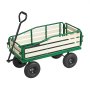 VEVOR Kinderhandkar, 118 cm, transportkar met duwstang, gemaakt van hout en metaal, max. 250 kg draagvermogen, ideaal voor kinderen vanaf 5 jaar, voor in de tuin, uitstapjes en op het strand, groen en zwart