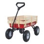 VEVOR Kinderhandkar, 102 cm, transportkar met duwstang, gemaakt van hout en metaal, max. 150 kg draagvermogen, ideaal voor kinderen vanaf 5 jaar, voor in de tuin, uitstapjes en op het strand, rood en zwart