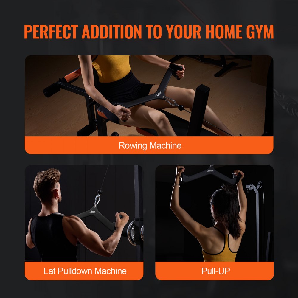 VEVOR Lat Pulldown-accessoires Roeitrainer met kabeltrek, T-stang V-stang 5-delige set Tricep Pulldown-stang, rubberen handgreep voor krachttraining op de rug, biceps curl, triceps lat pulldown-stang voor de sportschool