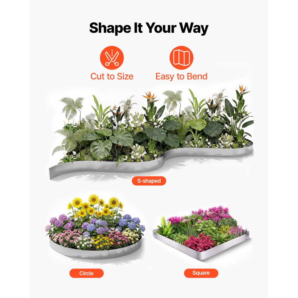 VEVOR Cortenstaal gazonrand, 10 m x 15 cm, borderrand inclusief handschoenen, metalen tuinhek, maairand, border voor tuinontwerp, border voor bloembedden en tuinpaden