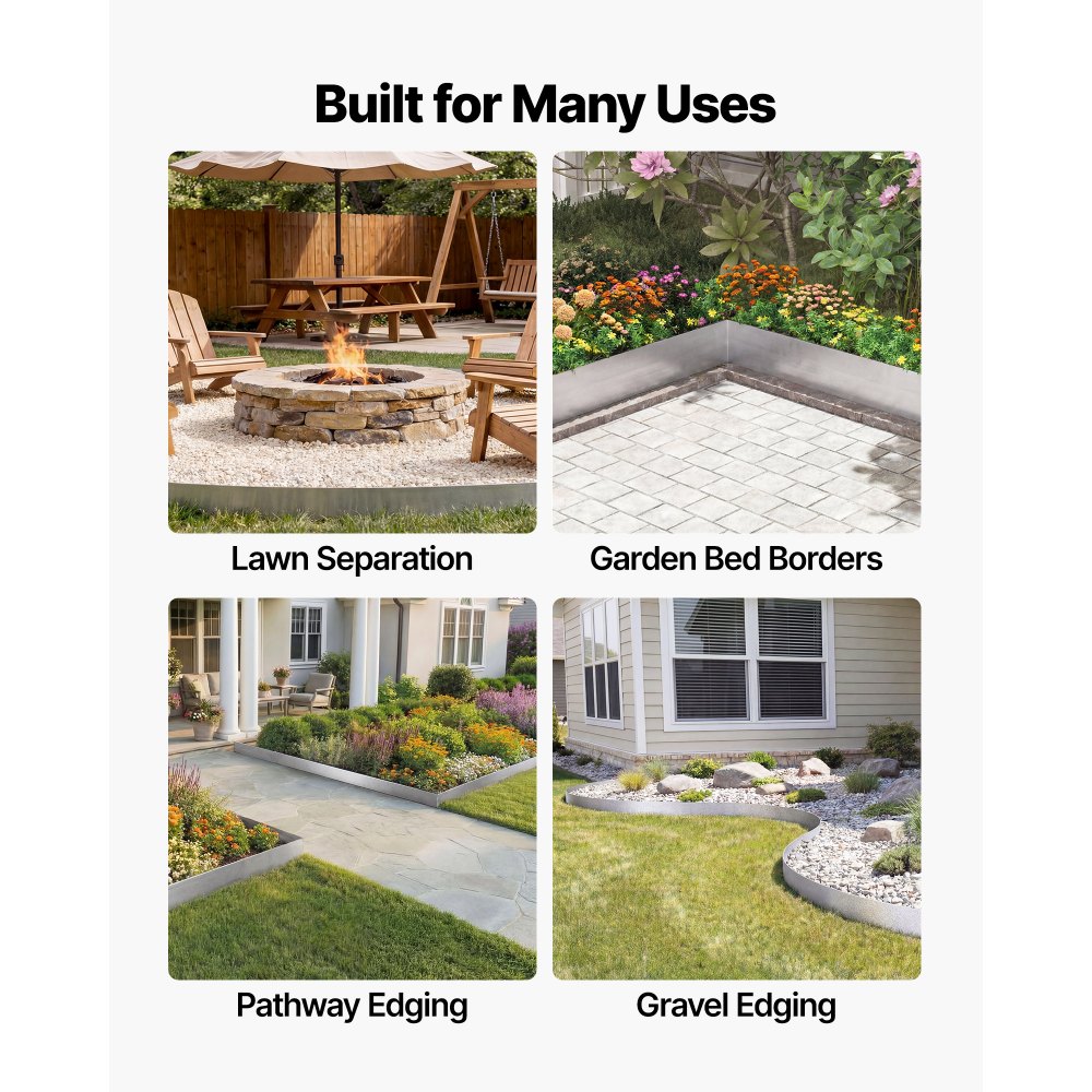 VEVOR Cortenstaal gazonrand, 10 m x 15 cm, borderrand inclusief handschoenen, metalen tuinhek, maairand, border voor tuinontwerp, border voor bloembedden en tuinpaden