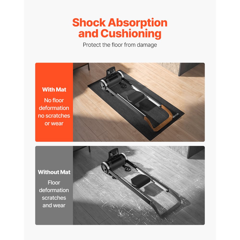VEVOR Loopbandmat voor tapijtvloeren, vloerbeschermingsmat (60 x 130 cm) voor sportuitrusting, 4 mm dik, fitnessmat voor loopbanden, loopmat, crosstrainer, PVC vloerbeschermer met hoge dichtheid