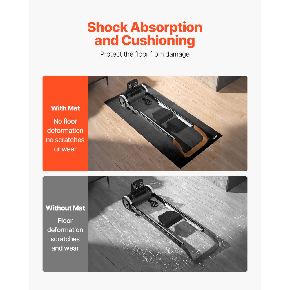 VEVOR Loopbandmat voor tapijtvloeren, vloerbeschermingsmat (760 x 1820 mm) voor sportuitrusting, 6 mm dik, trainingsmat voor loopbanden, hometrainers, ligfietsen, PVC-vloerbescherming met hoge dichtheid