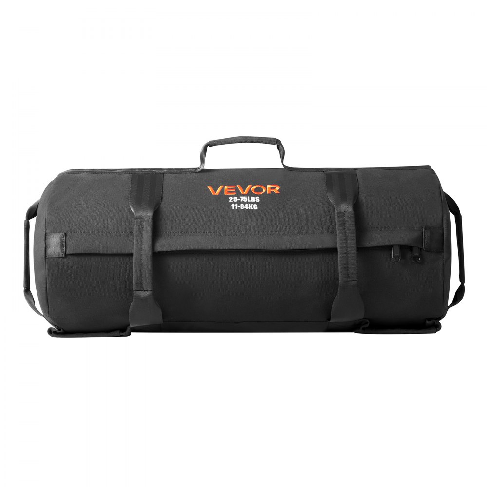 VEVOR Workout Sandbag, robuuste Power Bags zandzak trainingstas met handvatten, verstelbaar van 11-34 kg voor fitness, krachttraining, crosstraining, gymoefeningen, zwart (ongevuld)