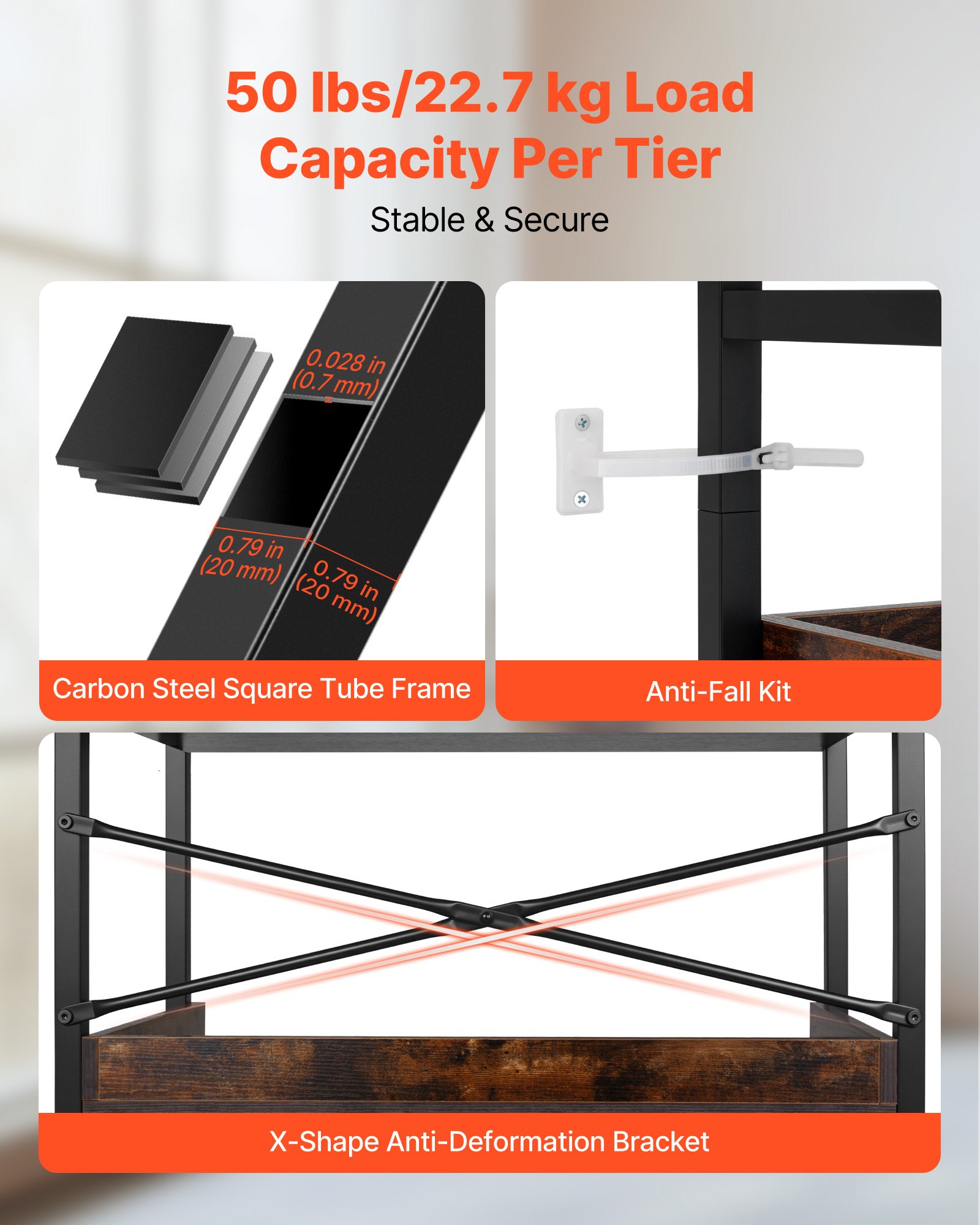 VEVOR Industriële Boekenkast, 6-laags, Vintage Ladderplank met Metalen Frame, Boekenkast met Open Planken, Vrijstaande Plank voor Woonkamer, Slaapkamer, Keuken, Thuiskantoor, Rustiek Bruin
