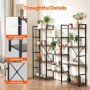 VEVOR Triple Metal Bookshelf, 11-Tier Industrial Bookshelf, Large Rustic Vintage Storage Bookcase with Open Shelves, Freestanding Display Shelving Unit Storage Rack, for Living room, Bedroom & Office