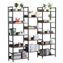 VEVOR Triple Metal Bookshelf, 14-Tier Industrial Bookshelf, Large Rustic Vintage Storage Bookcase with Open Shelves, Freestanding Display Shelving Unit Storage Rack, for Living room, Bedroom & Office