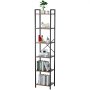 VEVOR Metalen boekenkast, 6-laags rechthoekige industriële boekenplank, rustiek opbergrek met open planken, vrijstaand displayplank-opbergrek, 30 x 40 x 187 cm