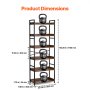 VEVOR Metal Bookshelf, 6-Tier Industrial Bookshelf, Tall Wide Rustic Vintage Storage Bookcase with Open Shelves, Freestanding Display Shelving Unit Storage Rack, for Living room, Bedroom & Office
