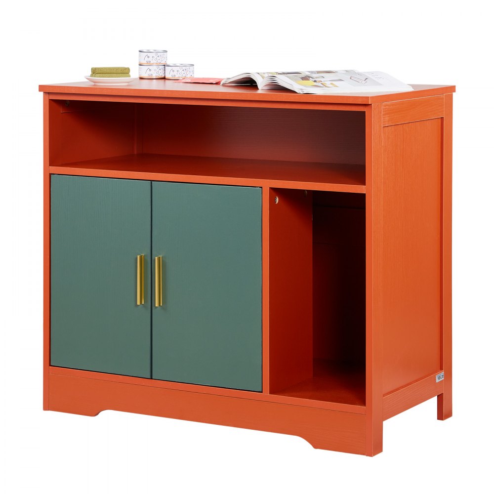 VEVOR Kattenbakkast 792x430x710 mm, Kattenbakkast met plank en opbergruimte, Modern houten kattenhuis voor binnen, Past op de meeste kattenbakken, Rood & Groen