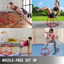 VEVOR Plyometric Boxes 30cm, 46cm, 60cm, Plyometric Platform Jump Box Exercise Plyometric Jump Boxes for Jump Training Whole Set Metal at Home in the Gym Training Accessories