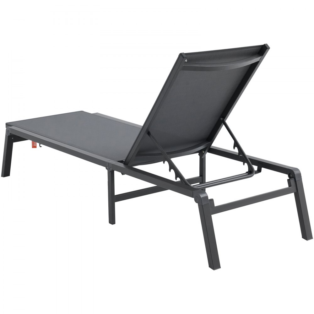 VEVOR Outdoor Chaise Lounge Chair, Aluminium Patio Lounge Chair met 5 Verstelbare Standen, Opvouwbare Zwembad Lounge Chair, Ligstoel voor Terras, Strand, Zwembad, Donkergrijs