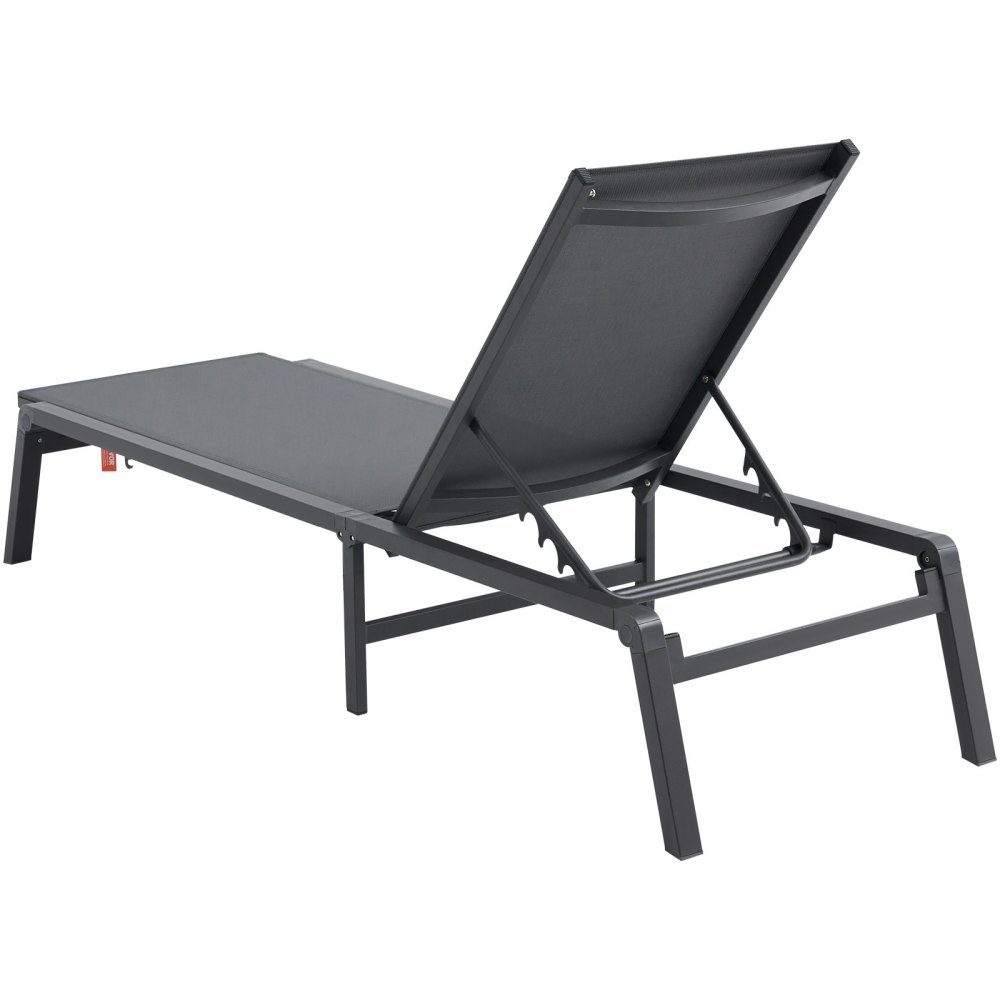VEVOR Outdoor Chaise Lounge Chairs, Aluminium Patio Lounge Chairs met 5 Verstelbare Standen, Opvouwbare Zwembad Lounge Chairs, Ligstoelen voor Terras, Strand, Zwembad, Ligstoelen met Ligstoelen, Volledig Vlakke Ligstoelen, Donkergrijs, 2-Pack