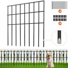 VEVOR 28x decorative garden fence 44x33cm metal fence made of carbon steel plug-in fence 3.81cm spike spacing dog fence mesh fence bed fence fence metal fence elements including fastening material