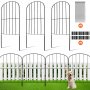 VEVOR 28x decorative garden fence 61x33cm upper arch metal fence made of carbon steel plug-in fence 5.08cm spike spacing dog fence mesh fence bed fence fence metal fence elements including fastening material