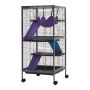 VEVOR Kleine Dierenkooi, Metalen Frettenkooi, Verblijf voor Kleine Dieren, 52x52x113 cm, voor Fretten, Chinchilla's, Vliegende Eekhoorns, Cavia's & Konijnen, 4 Verdiepingen, Draadafstand 13,97 mm, Vergrendelbare Zwenkwielen