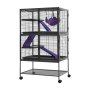 VEVOR Metal Small Animal Cage 51.2"H 4-Tier Rolling Ferret Cage On Wheels, 0.55" Wire Spacing Large Cages with Hammock, Ramps, Tray & Doors for Ferret, Chinchilla, Sugar Glider, Guinea Pig & Rabbit