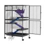 VEVOR Kleine Dierenkooi, Metalen Frettenkooi, Verblijf voor Kleine Dieren, 80x52x127 cm, voor Fretten, Chinchilla's, Vliegende Eekhoorns, Cavia's & Konijnen, 5 Verdiepingen, Draadafstand 13,97 mm, Vergrendelbare Zwenkwielen