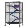 VEVOR Kleine Dierenkooi, Metalen Frettenkooi, Verblijf voor Kleine Dieren, 80x52x127 cm, voor Fretten, Chinchilla's, Vliegende Eekhoorns, Cavia's & Konijnen, 5 Verdiepingen, Draadafstand 13,97 mm, Vergrendelbare Zwenkwielen