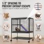 VEVOR ferret cage with 1/2" spacing for rodents, ferrets, chinchillas, sugar gliders, small cats, rabbits.