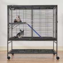 VEVOR 39" Metal Small Animal Cage 2-Tier Rolling Ferret Cage with Tray A Ramp